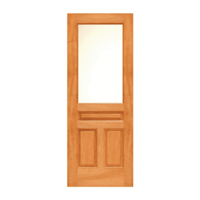 1-Lite over 3-Panel Farmhouse Mahogany Exterior Single Door Slab – 141 Dual Mahogany