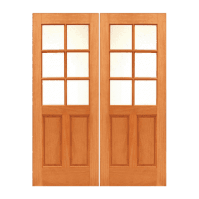 6-Lite over 2-Panel Farmhouse Mahogany Exterior Double Door Slabs – 146 Dual Mahogany