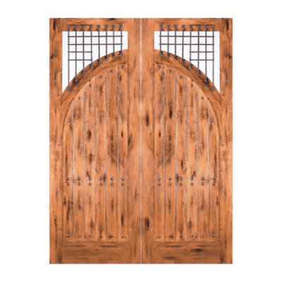 1-Lite Unique Knotty Alder Exterior Double Door Slabs – 193 La Pampa Alder – with Distressed Finish Option