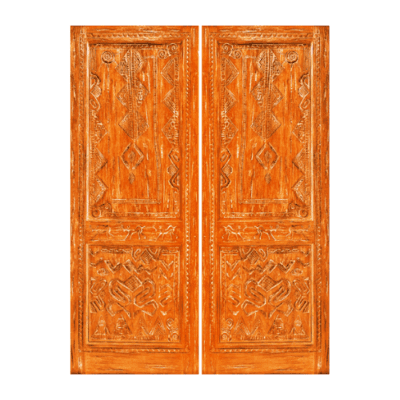 2-Panel Unique Mahogany Exterior Double Door Slabs – 45 Mombasa