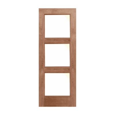 3-Lite Midcentury Modern Walnut Exterior Single Door Slab – EW-190