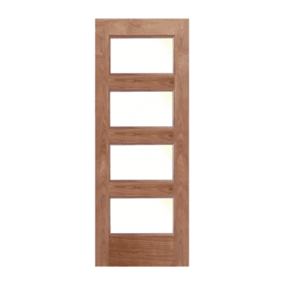 4-Lite Midcentury Modern Walnut Exterior Single Door Slab – EW-200