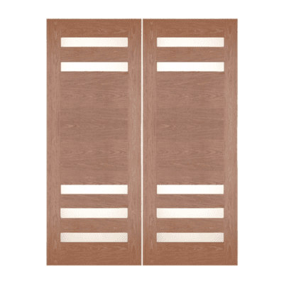 5-Lite Midcentury Modern Walnut Exterior Double Door Slabs – EW-550