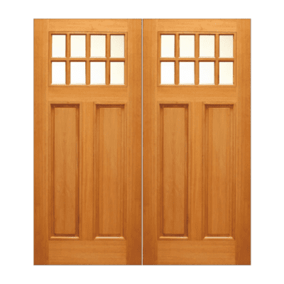 8-Lite over 2-Panel Craftsman Mahogany Exterior Double Door Slabs – HTC 50