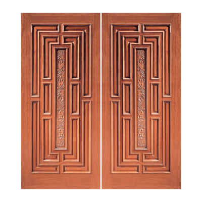 Unique Mahogany Exterior Double Door Slabs – Model 1411