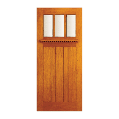 3-Lite over 3-Panel Craftsman Mahogany Exterior Single Door Slab – Model AC 701 Bevel