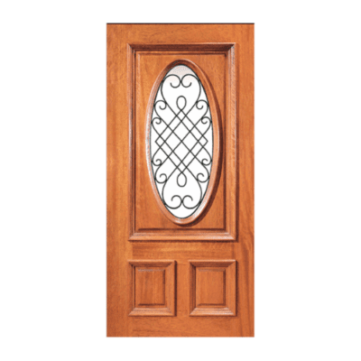 1-Lite over 2-Panel Classic Mahogany Exterior Single Door Slab – Model XR 301