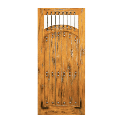 1-Lite Unique Knotty Alder Exterior Single Door Slab – SW 64 Alder – with Distressed Finish Option