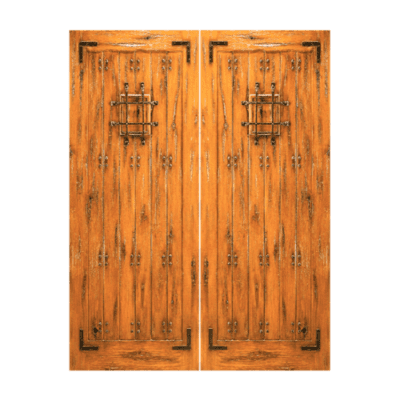 Unique Knotty Alder Exterior Double Door Slabs – SW 70 Alder – with Operable Speakeasy