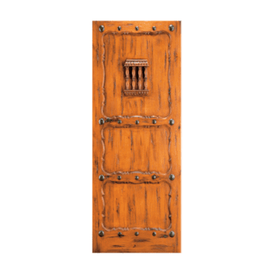 3-Panel Unique Knotty Alder Exterior Single Door Slab – SW 82 Alder – with Distressed Finish Option
