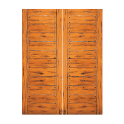 Unique Knotty Alder Exterior Double Door Slabs – SW 88 Alder – with Distressed Finish Option
