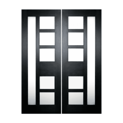 6-Lite Midcentury Modern Mahogany Exterior Double Door Slabs – Model 5002