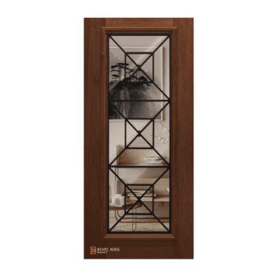 Full-Lite Iron Accents Mahogany Exterior Single Door Slab – Naples Iron Grille – 6’8″