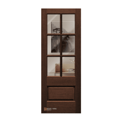 6-Lite over 1-Panel Farmhouse Mahogany Exterior Single Door Slabs – True Divided Lite – 6’8″