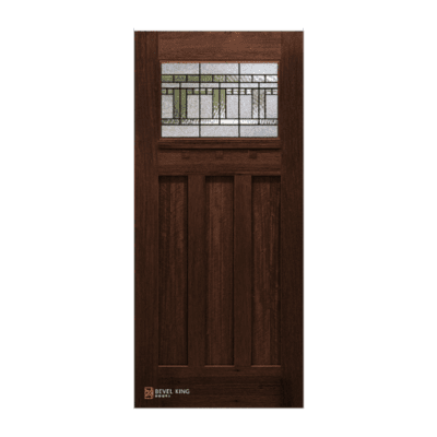 Exterior Mahogany Craftsman Single Door – 1-Lite over 3-Panel 6’8″ Specialty w/ Addison Panel