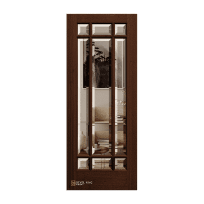 Exterior Mahogany Farmhouse Single Door – 9 Lite Marginal TDL 6’8″ w/ Clear Bevel Glass