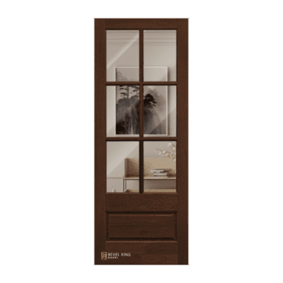 6-Lite over 1-Panel Farmhouse Mahogany Exterior Single Door Slab – True Divided Lite – 8’0″