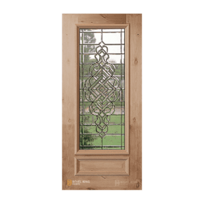 1-Lite over 1-Panel Classic Knotty Alder Exterior Single Door Slab – Manchester 3/4 Lite 6’8″