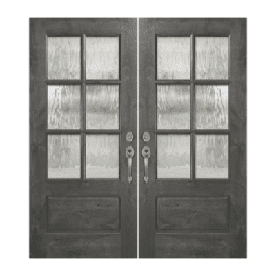 6-Lite over 1-Panel Farmhouse Mahogany Exterior Double Door Slabs – 2/3 Simulated Divided Lite