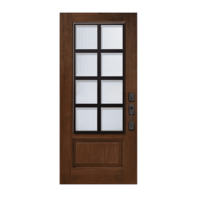 1-Lite over 1-Panel Unique Stainable Fiberglass Exterior Single Door Slab – 3/4 Lite – Minimal Steel Grille