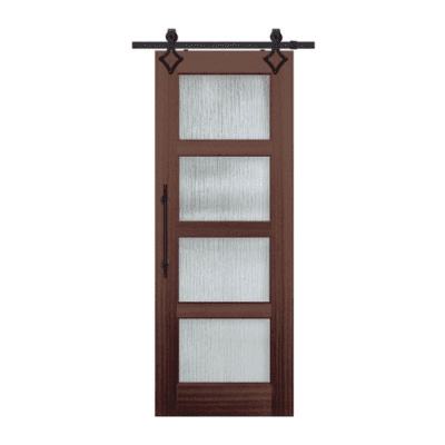 4-Lite Midcentury Modern Mahogany Interior Barn Door Slab – Continental True Divided Lite