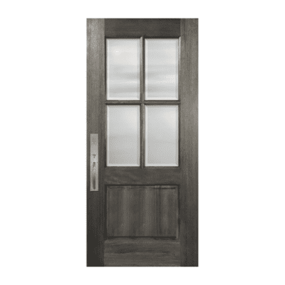 4-Lite over 1-Panel Farmhouse Mahogany Exterior Single Door Slab – True Divided Lite – Large Panel