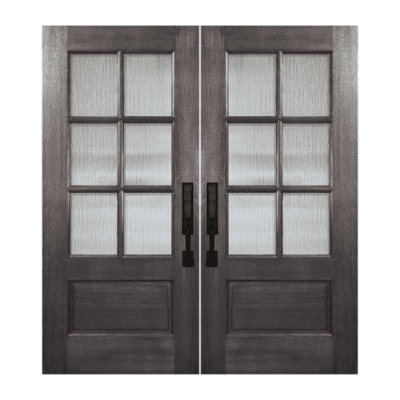 6-Lite over 1-Panel Farmhouse Mahogany Exterior Double Door Slabs – True Divided Lite