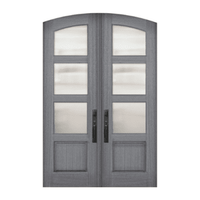 3-Lite over 1-Panel Classic Mahogany Exterior Double Door Slabs – Arch Top Continental – True Divided Lite