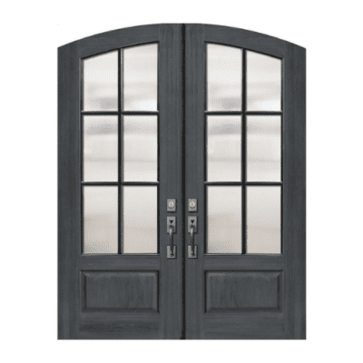 6-Lite over 1-Panel Farmhouse Mahogany Exterior Double Door Slabs – Simulated Divided Lite – Arch Top