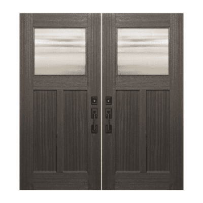 1-Lite over 2-Panel Craftsman Mahogany Exterior Double Door Slabs – Simulated Divided Lite