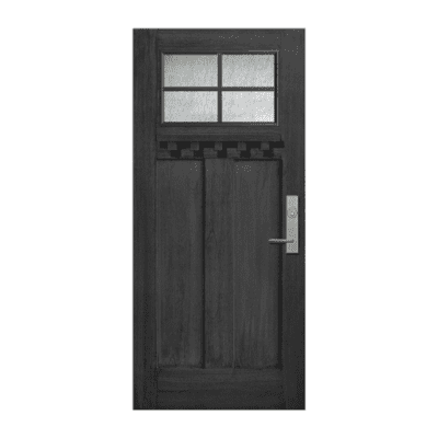 4-Lite over 2-Panel Craftsman Stainable Fiberglass Single Door Slab – Simulated Divided Lite – Mahogany Grain