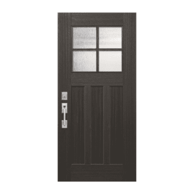 4-Lite over 3-Panel Craftsman Mahogany Exterior Single Door Slab – Simulated Divided Lite