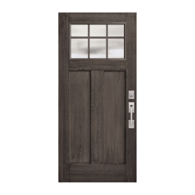 6-Lite over 2-Panel Craftsman Stainable Fiberglass Single Door Slab – Marginal Simulated Divided Lite – Fir Grain