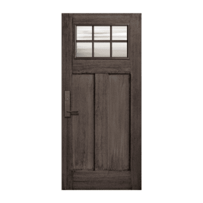 6-Lite over 2-Panel Craftsman Stainable Fiberglass Single Door Slab – Simulated Divided Lite – Mahogany Grain