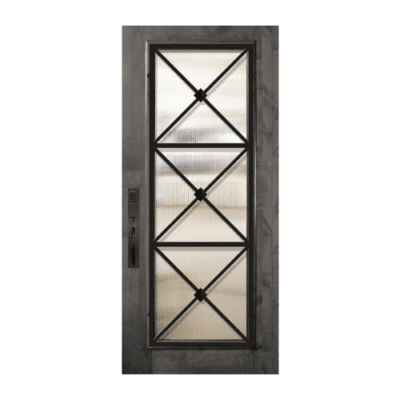 Full-Lite Iron Accents Mahogany Exterior Single Door Slab – Republic Wrought Iron
