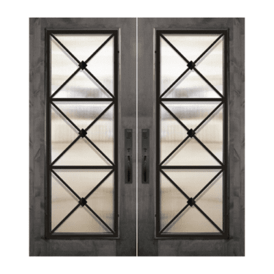 Full-Lite Iron Accents Mahogany Exterior Double Door Slabs – Republic Wrought Iron