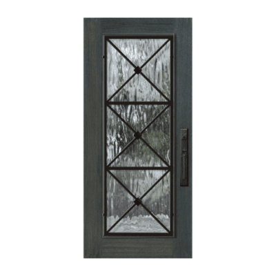 Full-Lite Iron Accents Stainable Fiberglass Exterior Single Door Slab – Republic Wrought Iron Grille