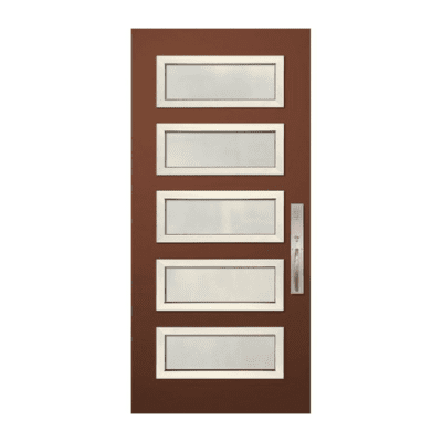 5-Lite Midcentury Modern Stainable Fiberglass Exterior Single Door Slab – Modern/Contemporary Beverly