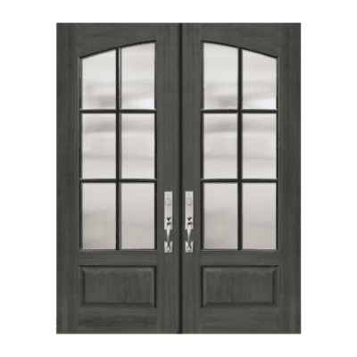 6-Lite over 1-Panel Farmhouse Mahogany Exterior Double Door Slabs – Simulated Divided Lite – Arch Lite