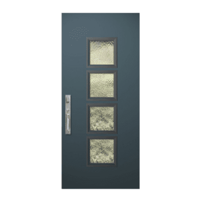 4-Lite Midcentury Modern Smooth Fiberglass Exterior Single Door Slab – Venice Smooth Contemporary Door