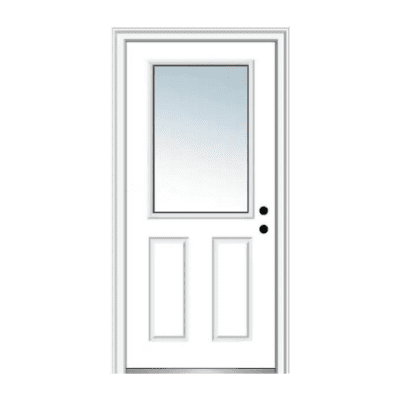 Exterior Fiberglass Classic Single Prehung Door – 1/2 Lite Left Hand Inswing – Commodity doors come in either smooth or textured fiberglass.
