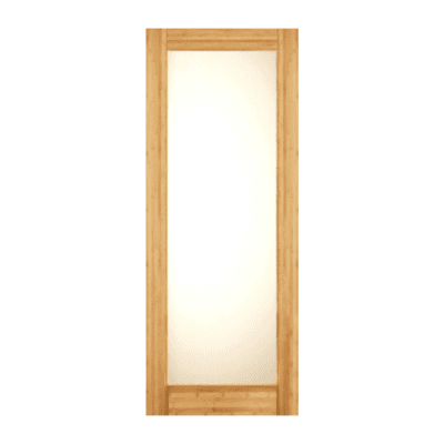 Full-Lite Midcentury Modern Bamboo Interior Single Door Slab – BM 1/1 White Lami