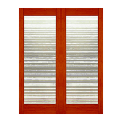 Full-Lite Midcentury Modern Bamboo Interior Double Door Slabs – BM 43 Clouds