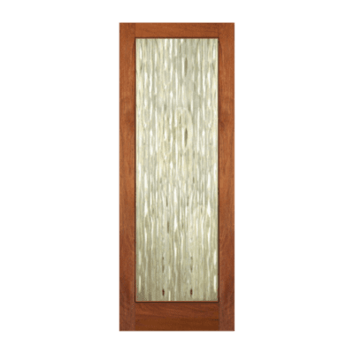 Full-Lite Midcentury Modern Mahogany Exterior Single Door Slab – FG 3 Waterfall