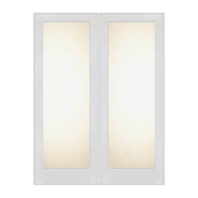 Full-Lite Midcentury Modern Prime White Interior Double Door Slabs – SH 14 Prime White