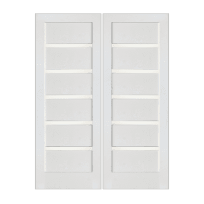 5-Lite Midcentury Modern Prime White Interior Double Door Slabs – SH 16 Prime White