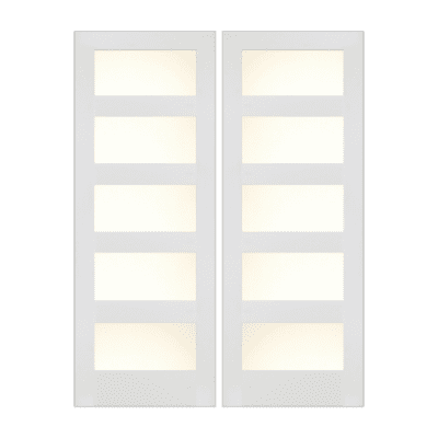 5-Lite Midcentury Modern Prime White Interior Double Door Slabs – SH 20 Prime White