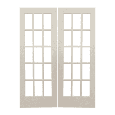 15-Lite Classic Primed Pine Interior Double Door Slabs – French Door w/ Clear Glass