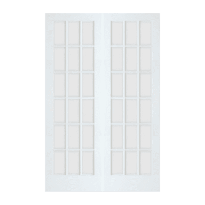 18-Lite Classic Primed Pine Interior Double Door Slabs – French Door w/ Clear Glass