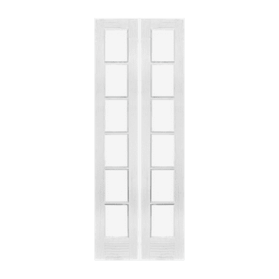 6-Lite Classic Primed Pine Interior Double Door Slabs – French Door w/ Clear Glass